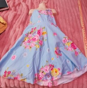 Floral Kids Dress in Blue and Pink
